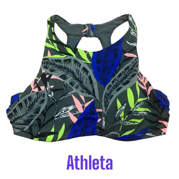 Athleta womens 34 B C medium small swim top tropical underwire print bathing bea - Picture 1 of 9